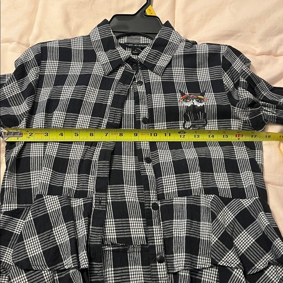 HALLOWEEN Witchy Cats Hi-Lo Ruffle Plaid Shirt - Picture 8 of 8